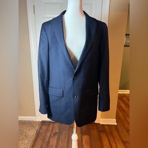 Men's Lands' End Black 100% Wool Sport Coat Blazer Suit Jacket Size 41R